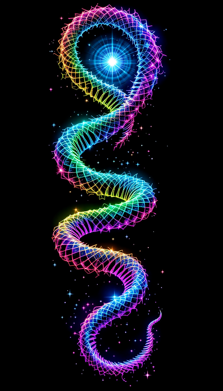 Cosmic serpent — psychedelic neon